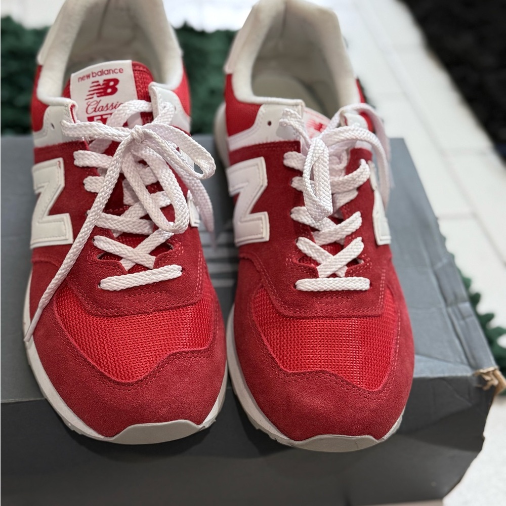 New Balance Red and White Classic Sneakers